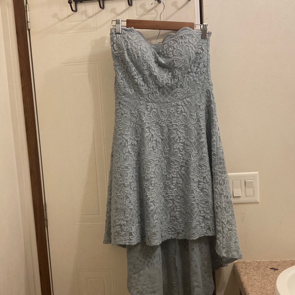City Studio Strapless Lace Dress in Light Blue